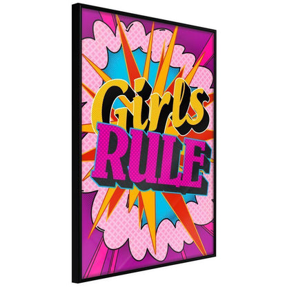 Nursery Room Wall Frame - Girls Rule (Colour)-artwork for wall with acrylic glass protection