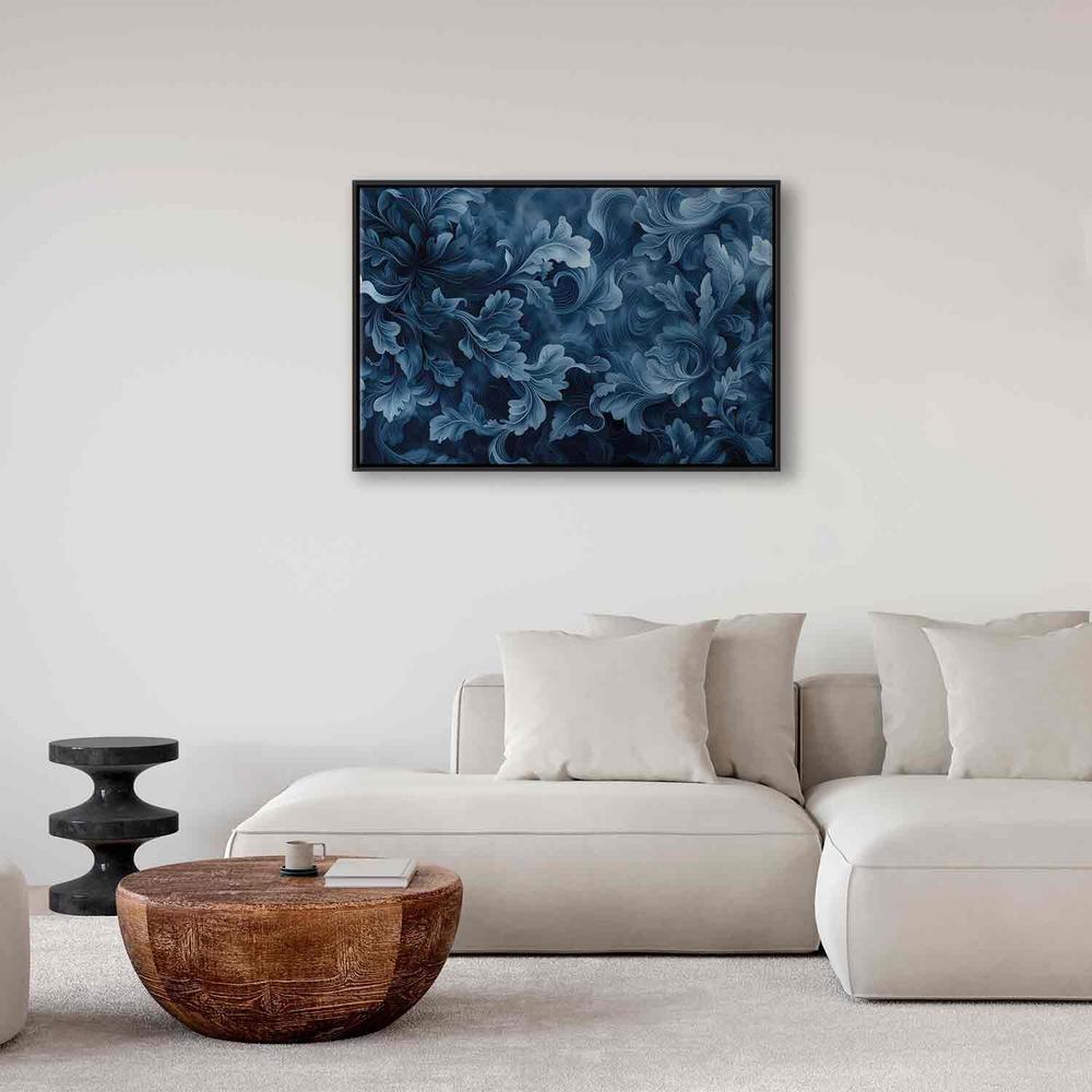 Canvas Print - Abstract Ornaments Dark Blue Victorian Leaves