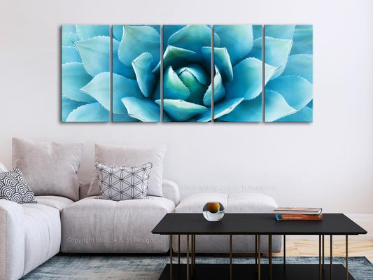 Canvas Print - Agave (5 Parts) Narrow Blue-ArtfulPrivacy-Wall Art Collection