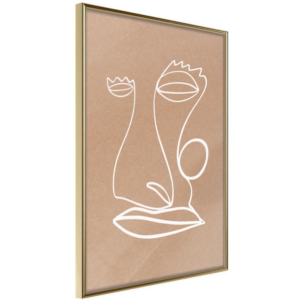 Abstract Poster Frame - Line Art Face-artwork for wall with acrylic glass protection