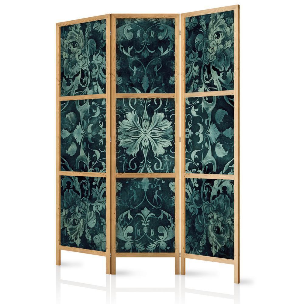 Japanese Room Divider - Oriental Pattern Carpet - Emerald Ornaments and Worn Patterns