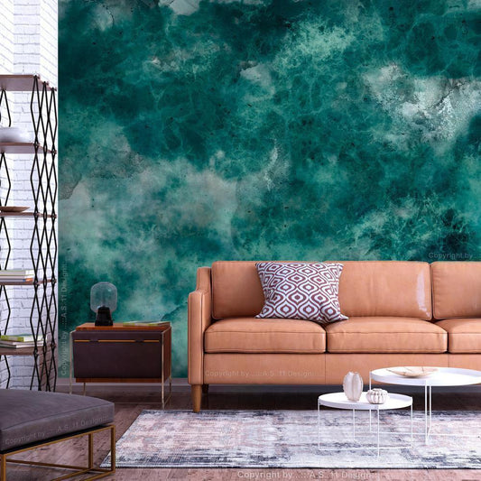 Wall Mural - Malachite respite - modernist abstract background with texture-Wall Murals-ArtfulPrivacy