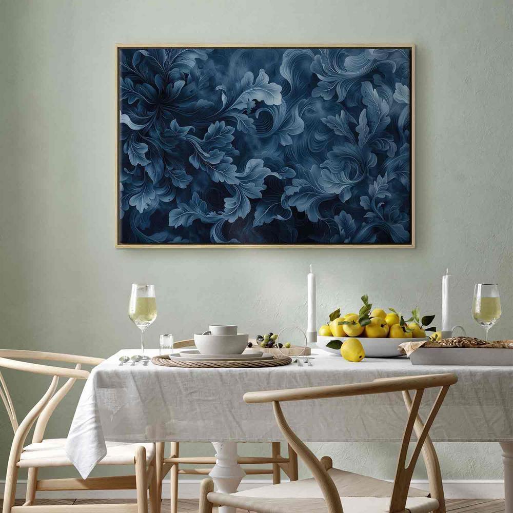 Canvas Print - Abstract Ornaments Dark Blue Victorian Leaves