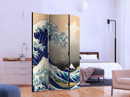 Decorative partition-Room Divider - The Great Wave off Kanagawa-Folding Screen Wall Panel by ArtfulPrivacy