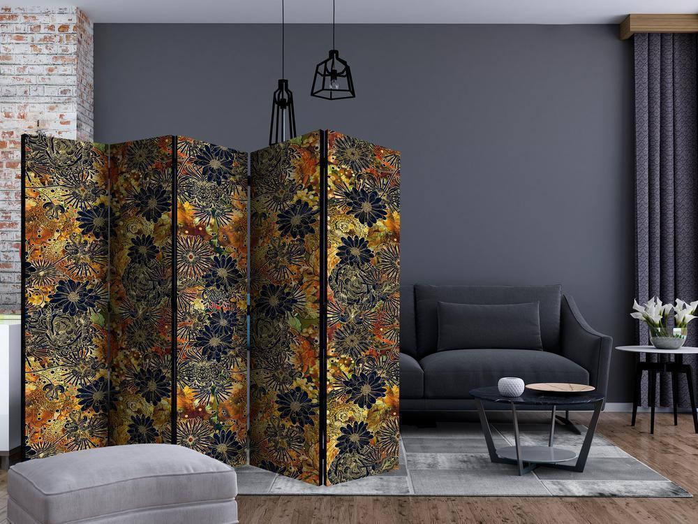 Room Divider - Floral Madness II- A 5 Panel Folding Screen For Living rooms, bedrooms or home office, decorative folding screen made with wood and canvas