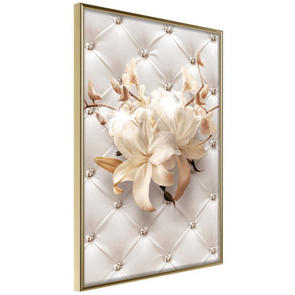 Botanical Wall Art - Lilies on Leather Upholstery-artwork for wall with acrylic glass protection