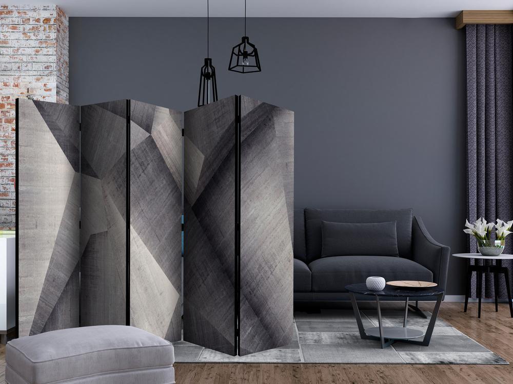 Room Divider - Abstract concrete blocks II- A 5 Panel Folding Screen For Living rooms, bedrooms or home office, decorative folding screen made with wood and canvas