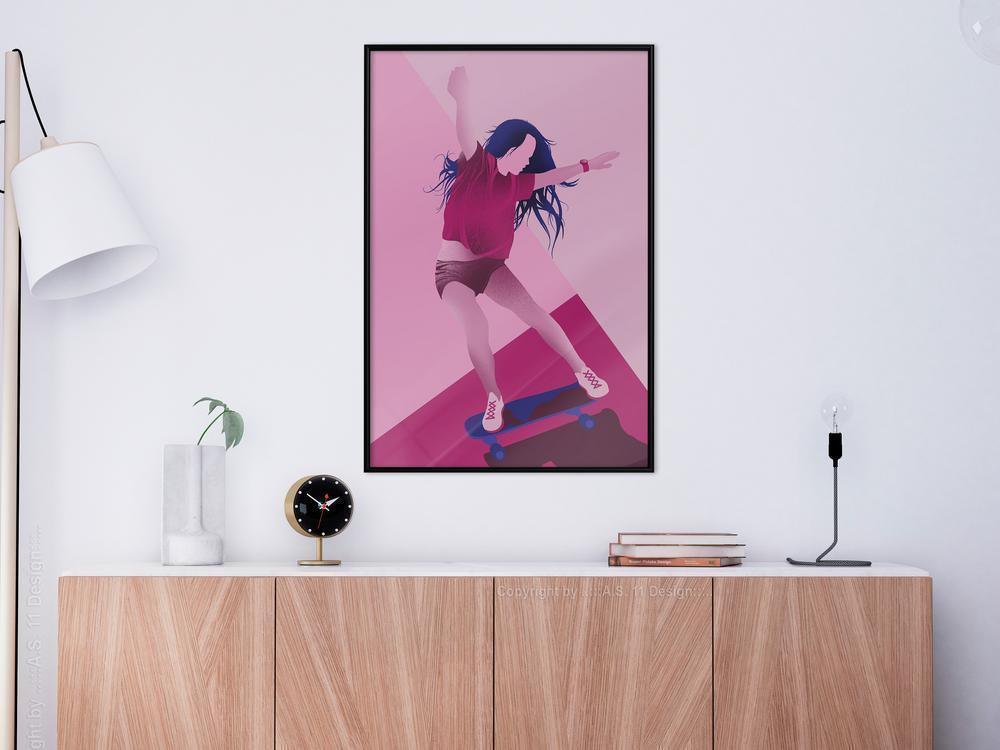 Wall Decor Portrait - Girl on a Skateboard-artwork for wall with acrylic glass protection