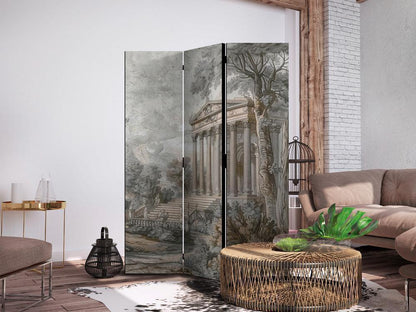 Room Divider - Antique Landscape - Greek Temple on a Hill Among Lush Vegetation