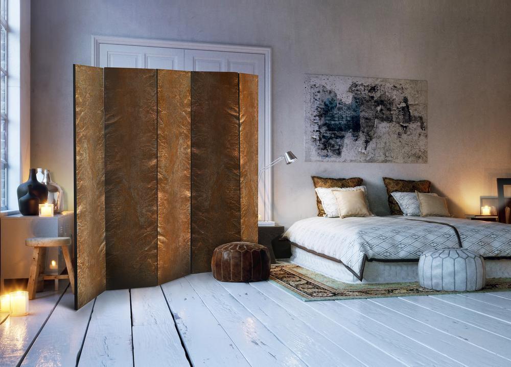 Room Divider - Copper Chic II- A 5 Panel Folding Screen For Living rooms, bedrooms or home office, decorative folding screen made with wood and canvas