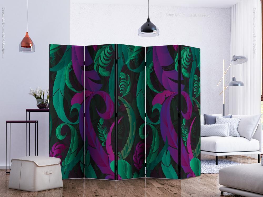 Decorative partition-Room Divider - Dance of Feathers II-Folding Screen Wall Panel by ArtfulPrivacy