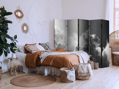 Room Divider - Extraordinary Phenomenon: The Sun Illuminating Dark Clouds- A 5 Panel Folding Screen For Living rooms, bedrooms or home office, decorative folding screen made with wood and canvas