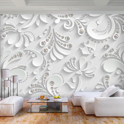 Wall Mural - Flowers with Crystals-Wall Murals-ArtfulPrivacy