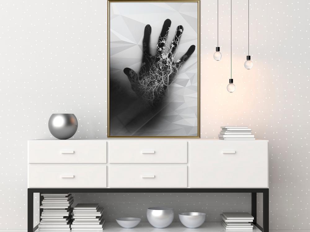 Black and White Framed Poster - Electrifying Touch-artwork for wall with acrylic glass protection