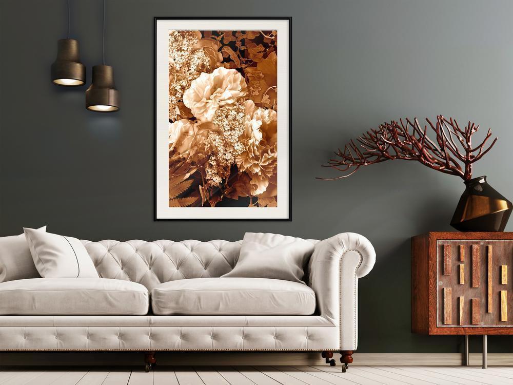Autumn Framed Poster - Bouquet in Sepia-artwork for wall with acrylic glass protection