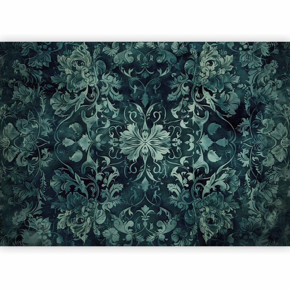 Wall Mural - Oriental Pattern Carpet: Emerald Ornaments and Worn Patterns