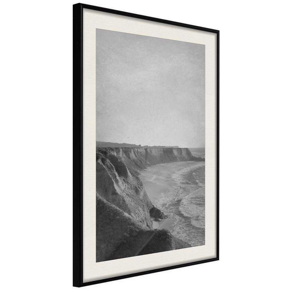 Black and White Framed Poster - Sea Against the Land-artwork for wall with acrylic glass protection