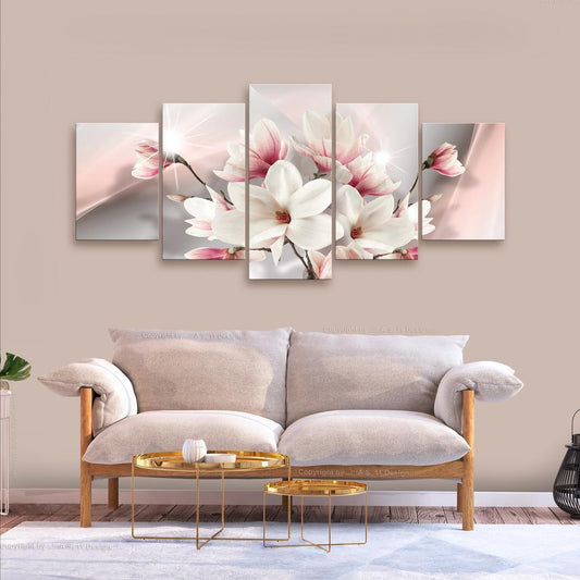 Canvas Print - Magnolia in Bloom (5 Parts) Wide-ArtfulPrivacy-Wall Art Collection