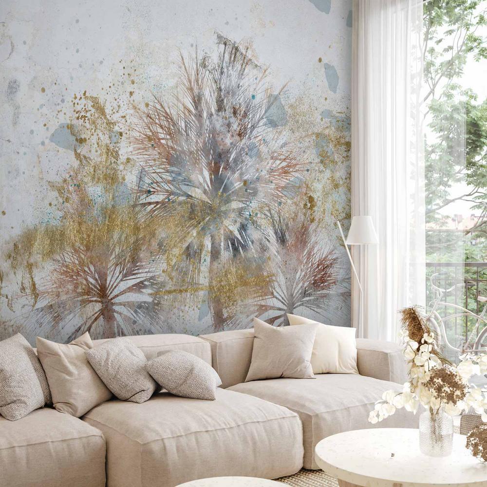 Wall Mural - Grey palms - plant motif in an abstract composition with patterns