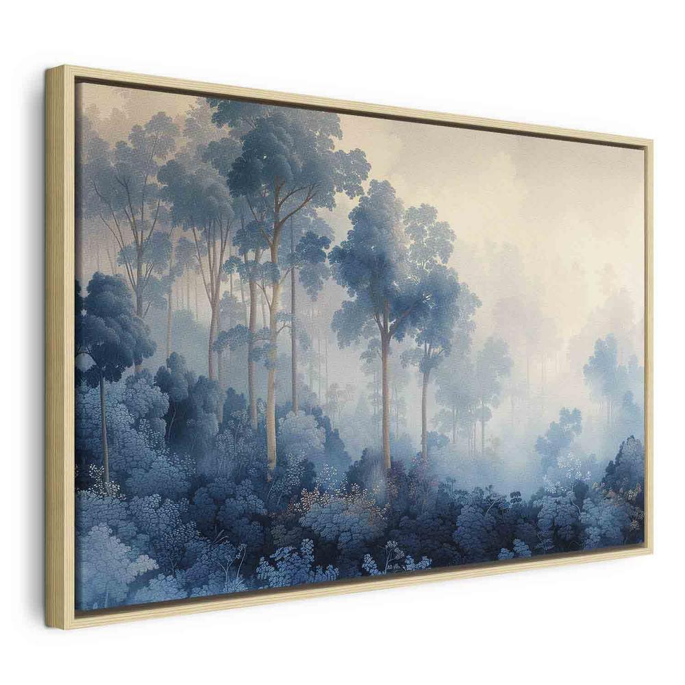 Impression sur toile - Paysage avec arbres dans un style illustratif Forêt bleue de conte de fées