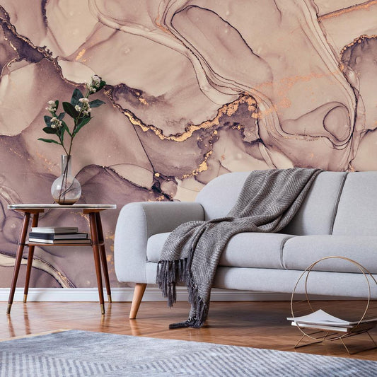 a marbled non woven wallpaper in a living room