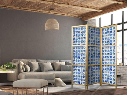 Japanese Room Divider - Ceramic Tiles - Traditional Portuguese Blue Tiles Azulejos