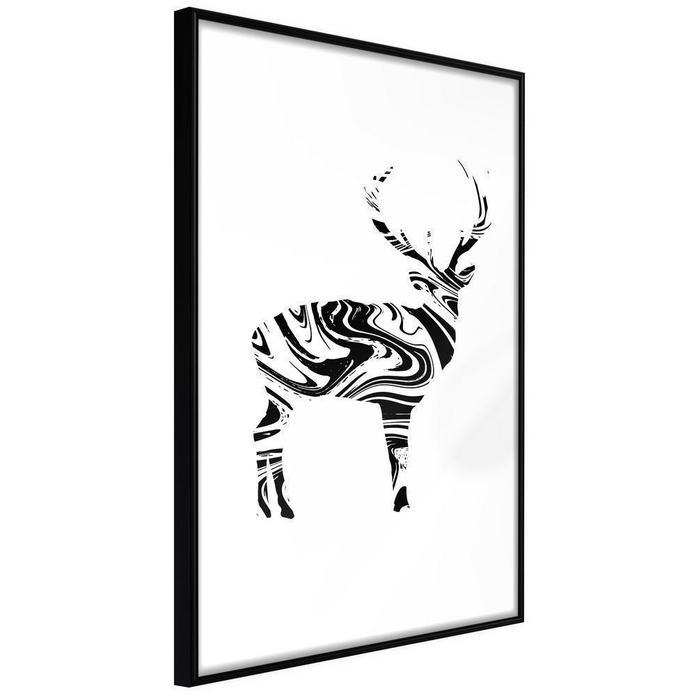 Black and White Framed Poster - Marble Stag-artwork for wall with acrylic glass protection