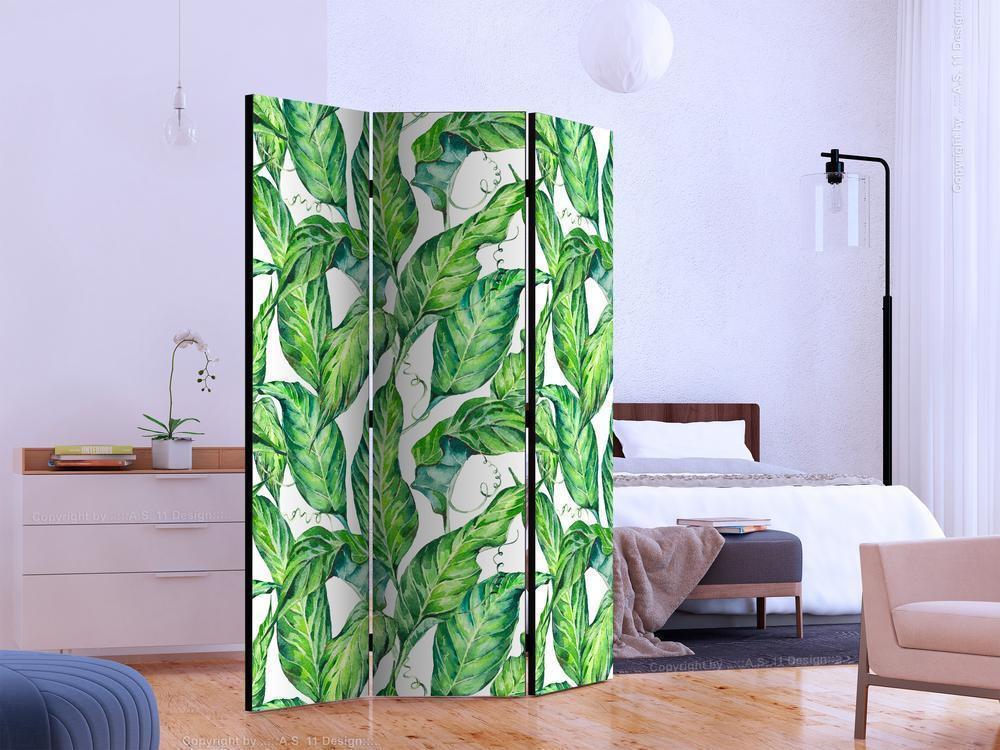 Decorative partition-Room Divider - Long Leaves-Folding Screen Wall Panel by ArtfulPrivacy
