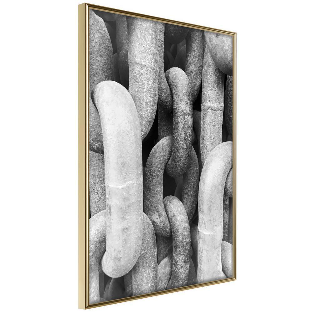 Black and White Framed Poster - Chains-artwork for wall with acrylic glass protection