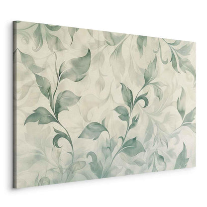 Impression sur toile - Motif botanique aquarelle Feuilles délicates vert-beige