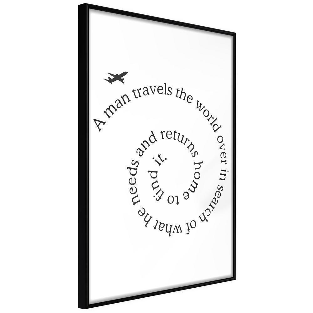 Typography Framed Art Print - Travel Broadens the Mind-artwork for wall with acrylic glass protection