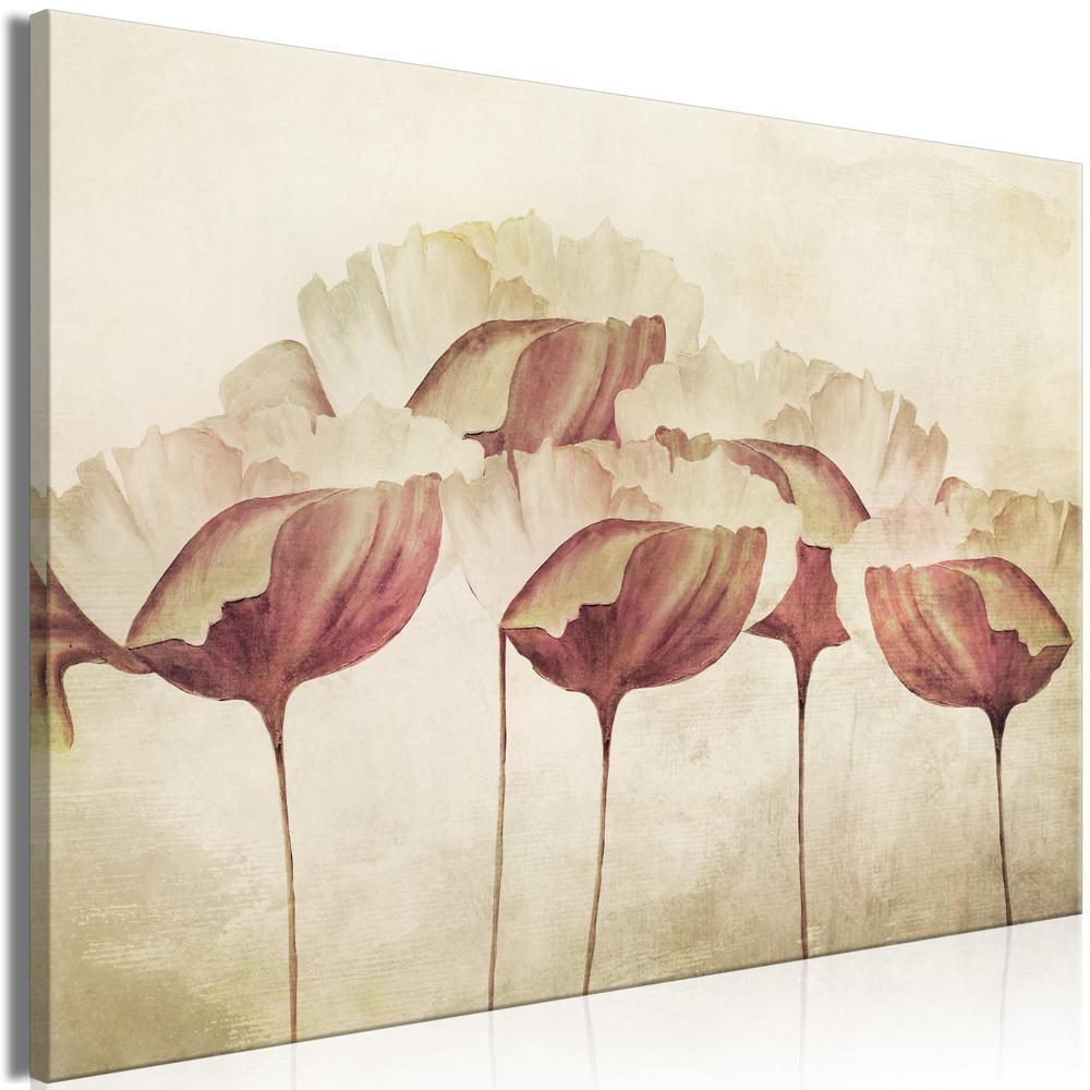 Canvas Print - Flowers in Beige (1 Part) Wide-ArtfulPrivacy-Wall Art Collection