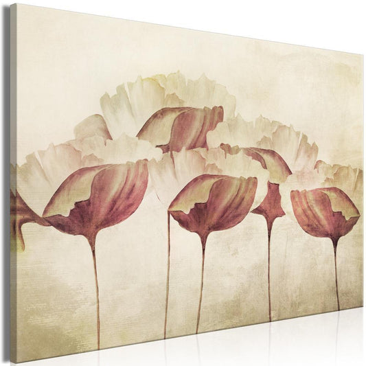 Canvas Print - Flowers in Beige (1 Part) Wide-ArtfulPrivacy-Wall Art Collection