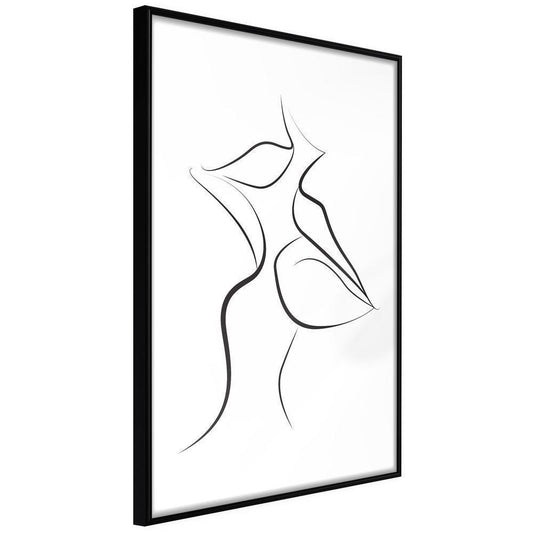Black and White Framed Poster - Passionate Closeness-artwork for wall with acrylic glass protection