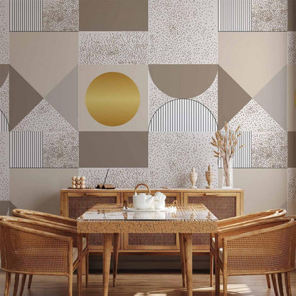 Wall Mural - Beige and Gold Geometric Pattern