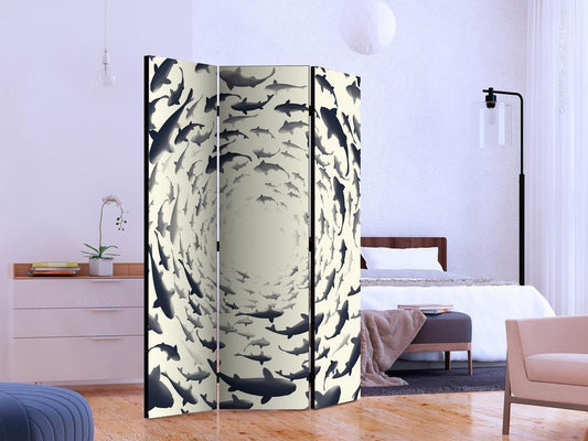 Decorative partition-Room Divider - Fish Swirl-Folding Screen Wall Panel by ArtfulPrivacy