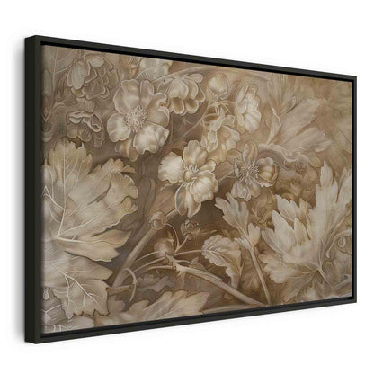 Canvas Print - Floral Ornaments Carved in Delicate Sepia and Brown Shades