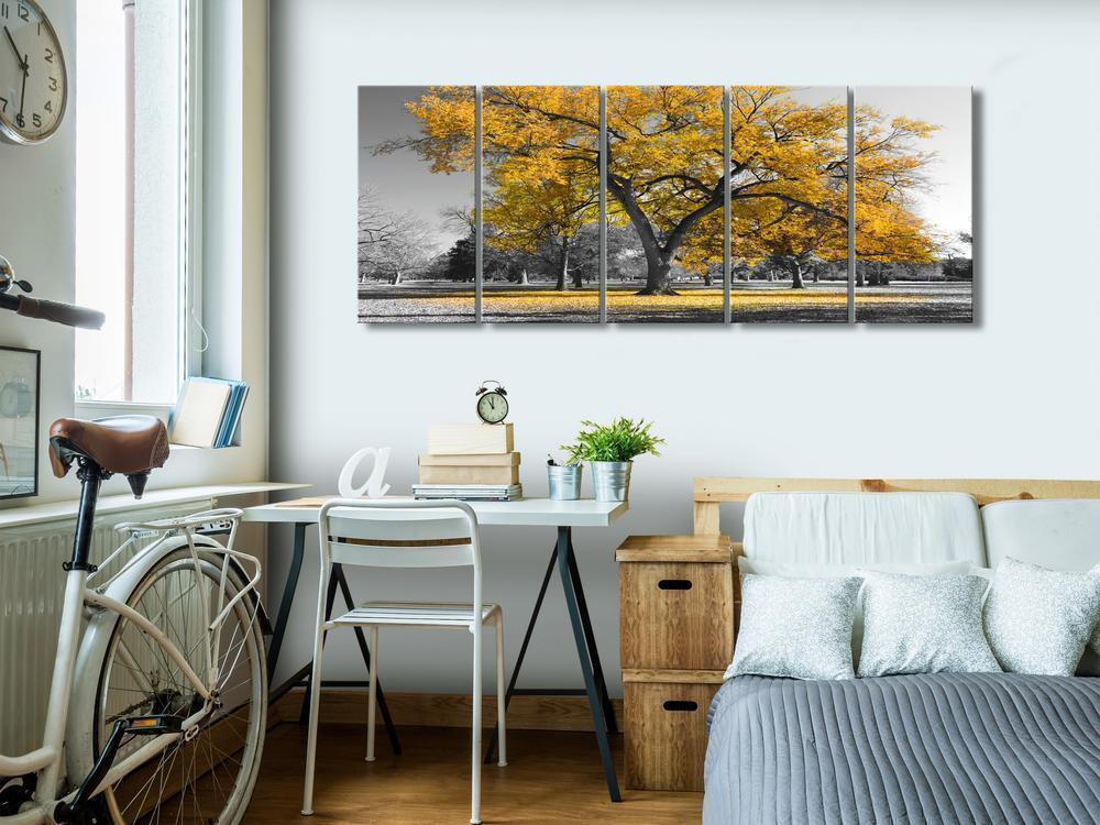 Canvas Print - Autumn in the Park (5 Parts) Narrow Gold