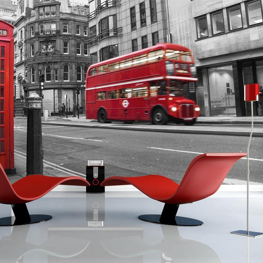 Wall Mural - Red bus and phone box in London-Wall Murals-ArtfulPrivacy