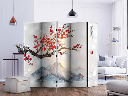 Decorative partition-Room Divider - Mount Fuji II-Folding Screen Wall Panel by ArtfulPrivacy