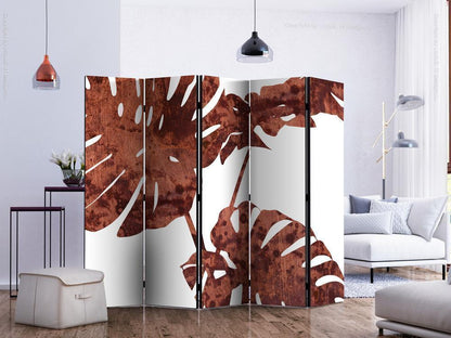 Decorative partition-Room Divider - Seasoned Monstera II-Folding Screen Wall Panel by ArtfulPrivacy
