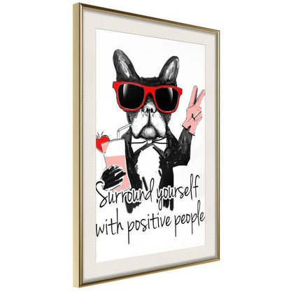 Motivational Wall Frame - Positive Bulldog-artwork for wall with acrylic glass protection