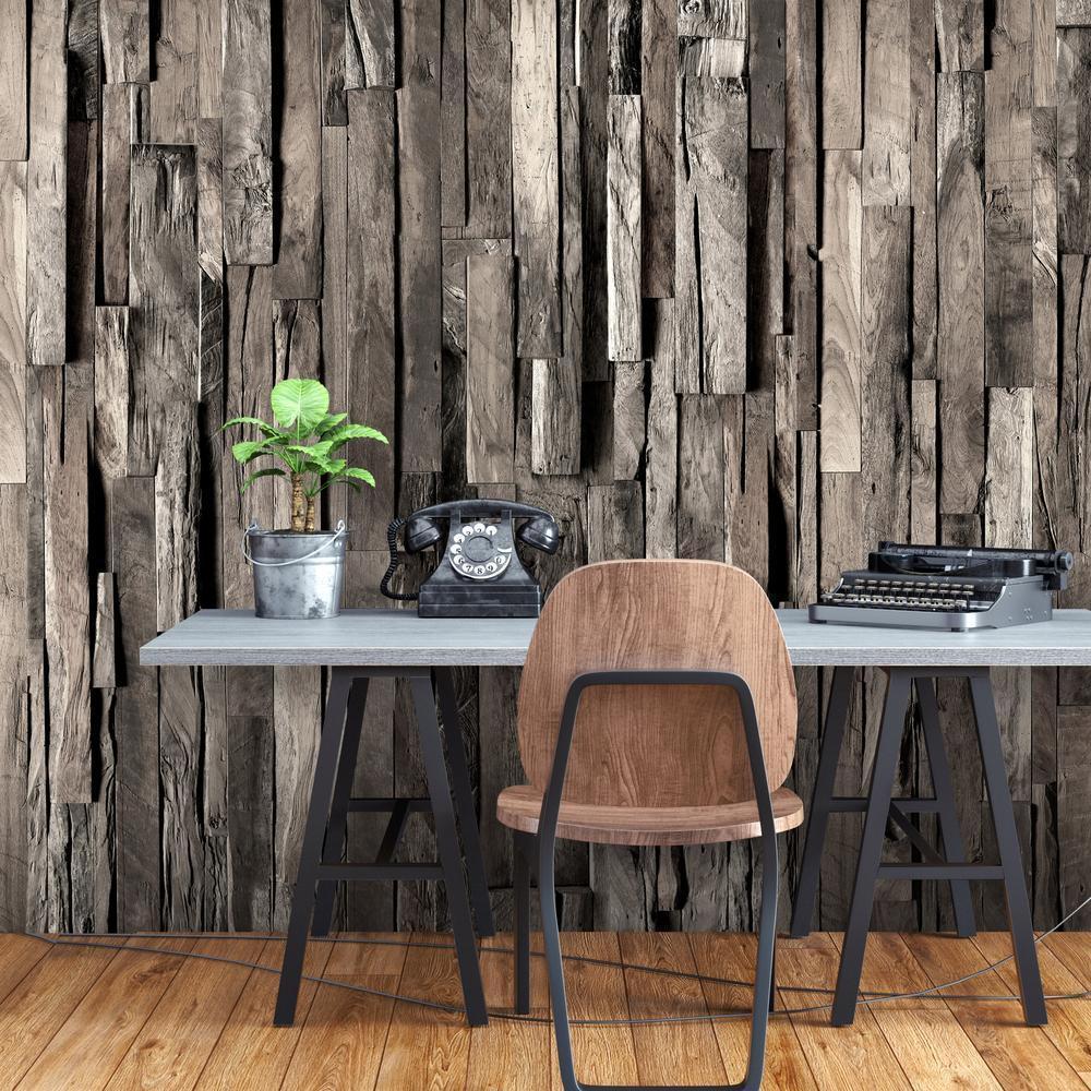 Wall Mural - Wooden Curtain (Dark Brown)-Wall Murals-ArtfulPrivacy