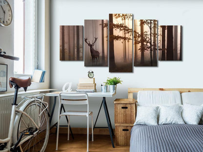 Canvas Print - Morning (5 Parts) Wide Brown-ArtfulPrivacy-Wall Art Collection