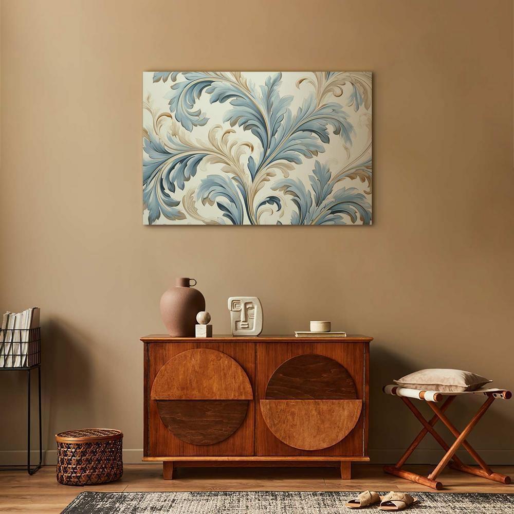 Impression sur toile - Ornements baroques aux tons crème-bleu clair