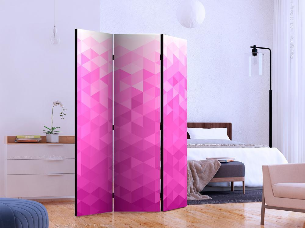 Decorative partition-Room Divider - Pink pixel-Folding Screen Wall Panel by ArtfulPrivacy