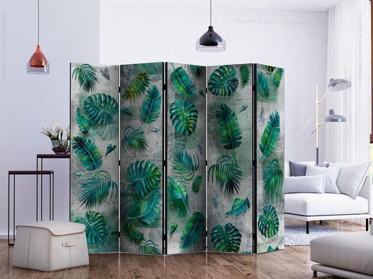 Decorative partition-Room Divider - Modernist Jungle II-Folding Screen Wall Panel by ArtfulPrivacy