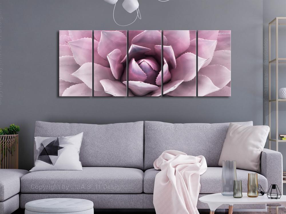 Canvas Print - Agave (5 Parts) Narrow Pink-ArtfulPrivacy-Wall Art Collection