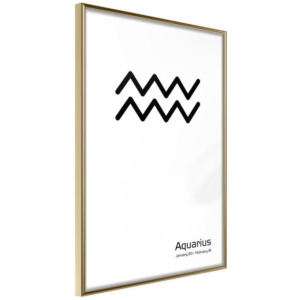 Typography Framed Art Print - Zodiac: Aquarius II-artwork for wall with acrylic glass protection