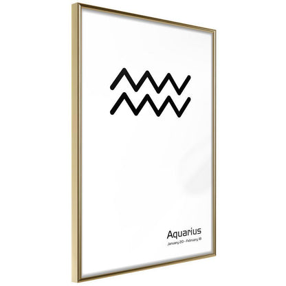 Typography Framed Art Print - Zodiac: Aquarius II-artwork for wall with acrylic glass protection